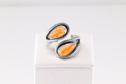 Native America Navajo Sterling Silver Spiny Oyster Ring By Kenny Lonjose.