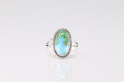 Native American Navajo Sterling Silver Sonora Gold Turquoise Ring By Tom Dinetso.