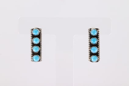 Native American Navajo Sterling Silver Turquoise Post Earring's By Janice Spencer.