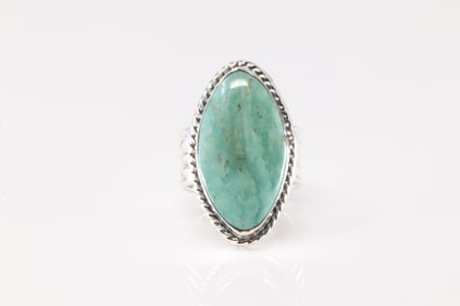 Native America Navajo Sterling Silver Turquoise Ring By Roland Dixson.