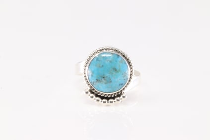 Native America Navajo Sterling Silver Turquoise Ring By Helena Barbone.