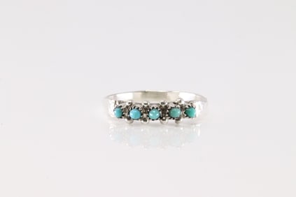 Native America Zuni Sterling Silver Turquoise Ring By Stephen Haloo.