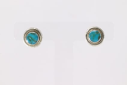 Native America Navajo Sterling Silver Turquoise Post Earring's By Sharon Clark.