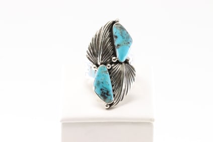 Native America Navajo Sterling Silver Turquoise Ring By Gregg yazzie.