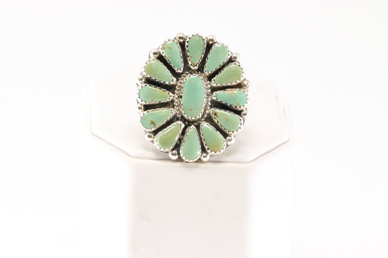 Native America Navajo Sterling Silver Turquoise Ring By Alicia Wilson.: This is a Native America Navajo Sterling Silver Turquoise Ring By Alicia Wilson. Ring size: 6.25.