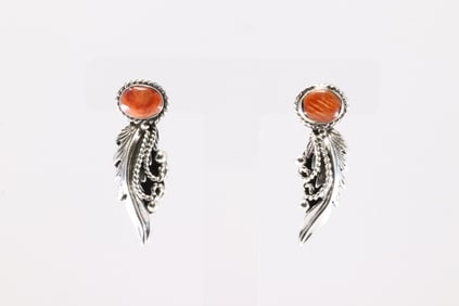 Native America Navajo Sterling Silver Spiny Oyster Post Earring's By Gilbert Smith.