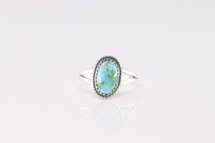 Native America Navajo Sterling Silver Turquoise Ring By Robert Martinez.