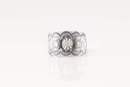 Native America Navajo Sterling Silver Stamped Star Ring By R.