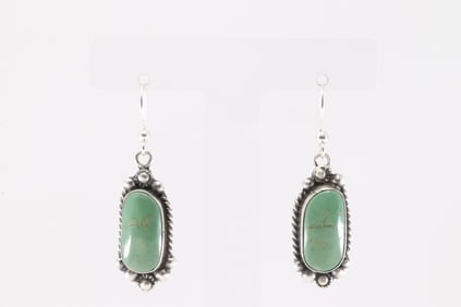 Native America Navajo Sterling Silver Kigman Turquoise Dangling Earring's By Elouise Kee.
