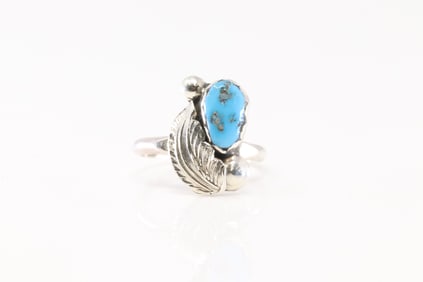 Native America Navajo Sterling Silver Turquoise Ring By Simplicio.