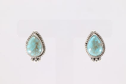 Native America Navajo Sterling Silver Turquoise Post Earring's By Tricia Leekity.