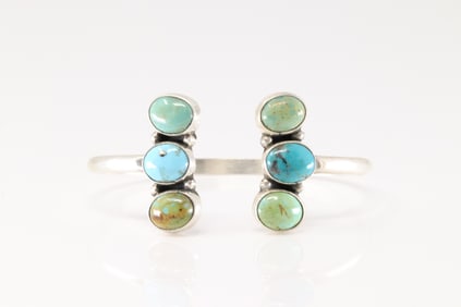 Native America Navajo Sterling Silver Kingman Turquoise Bracelet Cuff By Geraldine James.