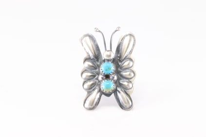 Native America Navajo Sterling Silver Turquoise Butterfly Ring By T.Yazzie.