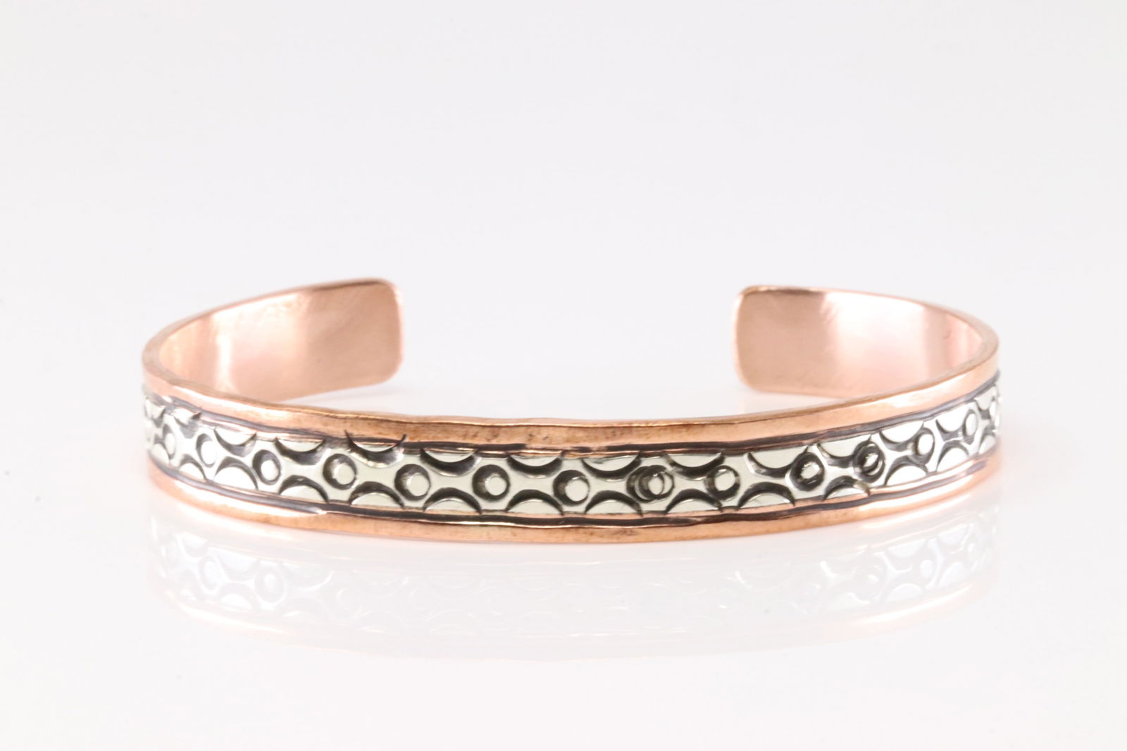 Native American Navajo Sterling Silver Copper Bracelet Cuff By J.G.: Thisis a Native American Navajo Sterling Silver Copper Bracelet Cuff By J.G.