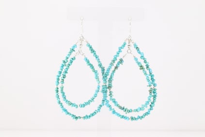 Native America Navajo Sterling Silver Turquoise Dangling Earring's By Lucinda Sardo.