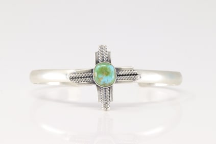 Native America Navajo Sterling Silver Sonora Gold Turquoise Bracelet Cuff By Randy Billy.