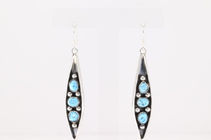 Native America Navajo Sterling Silver Turquoise Dangling Earring's By Paul Largo.