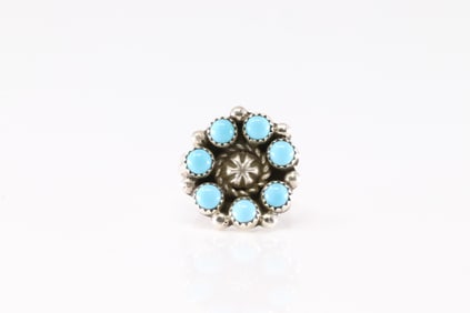 Native America Navajo Sterling Silver Turquoise Ring By F.B.