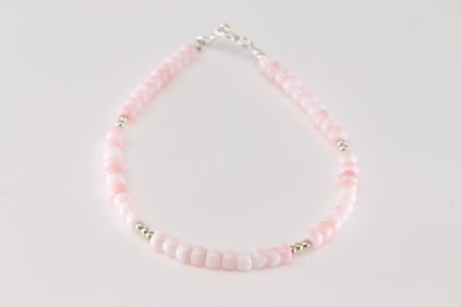 Native America Navajo Sterling Silver Pink Conch Shell Bracelet Link.