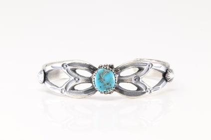 Native America Navajo Sterling Silver Kingman Turquoise Bracelet Cuff By Eva & Linberg Billah.