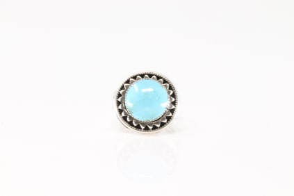 Native America Navajo Sterling Silver Turquoise Ring By Daniel Dakai.