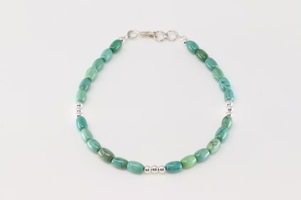 Native America Navajo Sterling Silver Pearl / Turquoise Bracelet Link.