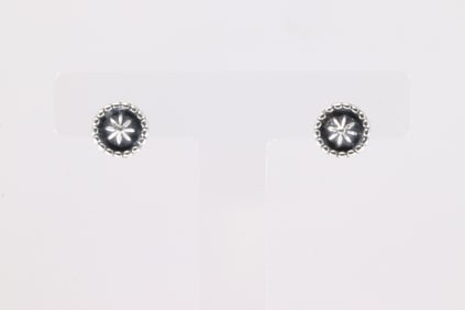 Native America Navajo Sterling Silver Stamped Post Earring's By Louise Joe.