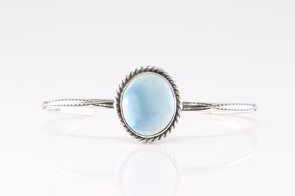 Native America Navajo Sterling Silver Larimar Bracelet Cuff By Donovan Skeets.