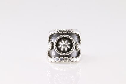 Native America Navajo Sterling Silver Solid Stamped Ring By Andrew Vandever.