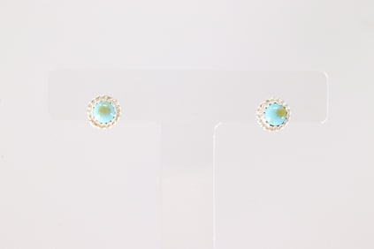 Native America Navajo Sterling Silver Turquoise Post Earring's By Theophilia Charley.