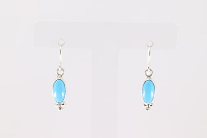 Native America Navajo Sterling Silver Turquoise Dangling Earring's By S.H.