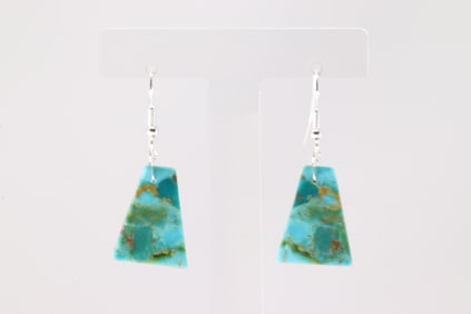 Native America Navajo Sterling Silver Turquoise Dangling Earring's By Jameson Pete.