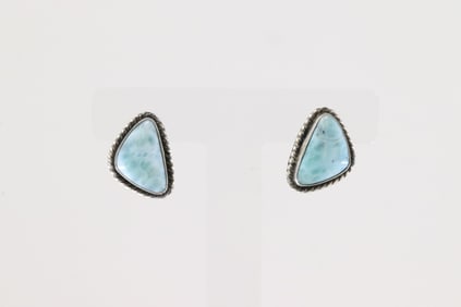 Native America Navajo Sterling Silver Larimar Post Earring's By Elouise Kee.