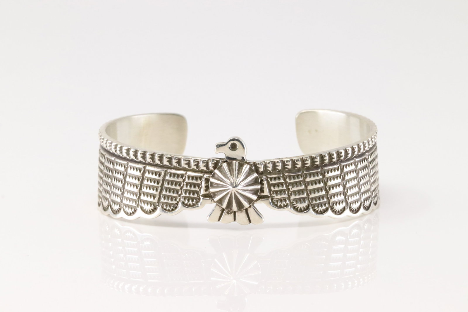 Native America Navajo Sterling Silver Thunderbird Bracelet Cuff By Darrell Cadman. (1 of 4)