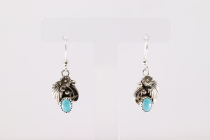 Native America Navajo Sterling Silver Turquoise Dangling Earring's By Jamson Belin.