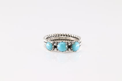 Native America Navajo Sterling Silver Turquoise Ring By R.King.
