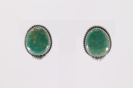 Native America Navajo Sterling Silver Royston Post Earring's By Virginia Becenti.