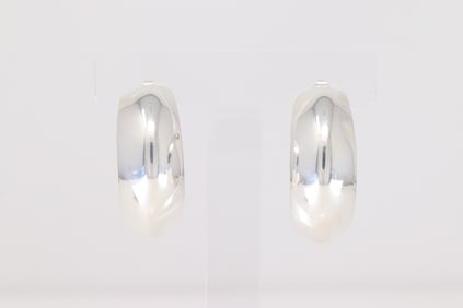 Native America Navajo Sterling Silver Solid Hoop Earring's By Louise Bighand.