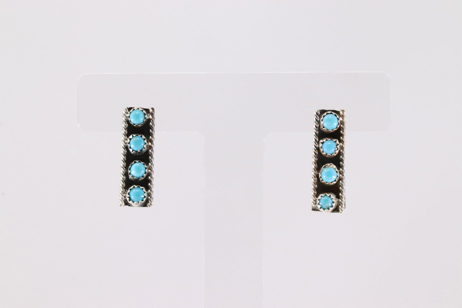 Native America Navajo Sterling Silver Turquoise Post Earring's By Janice Spencer.: This is a Native America Navajo Sterling Silver Turquoise Post Earring's By Janice Spencer.