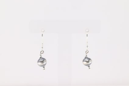 Native America Navajo Sterling Silver Pearl Beaded Dangling Earring's By Treva Jim.