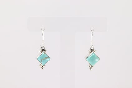 Native America Navajo Sterling Silver Turquoise Dangling Earring's By Sharon MCcarthy.