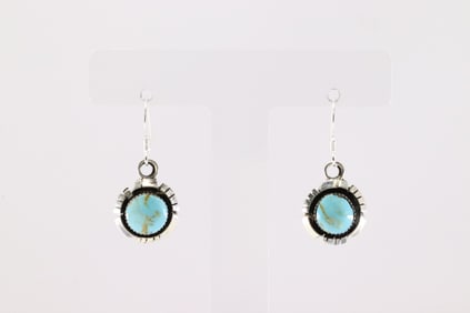 Native America Navajo Sterling Silver Turquoise Dangling Earring's By Amos Begay.