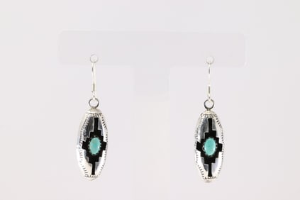 Native America Navajo Sterling Silver Turquoise Dangling Earring's By Felix Perry.