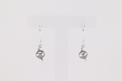 Native America Navajo Sterling Silver Pearl Beaded Dangling Earring's By Treva Jim.