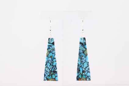 Native America Navajo Sterling Silver Turquoise Dangling Earring's By Jameson Pete.
