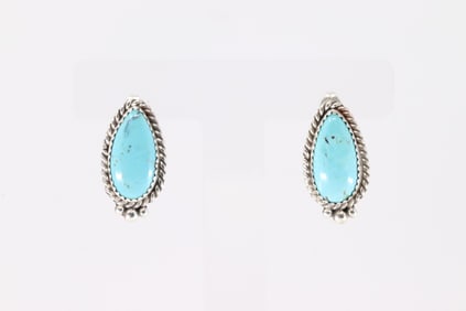 Native American Navajo Sterling Silver Kingman Turquoise Post Earring's By Theresa Smith.
