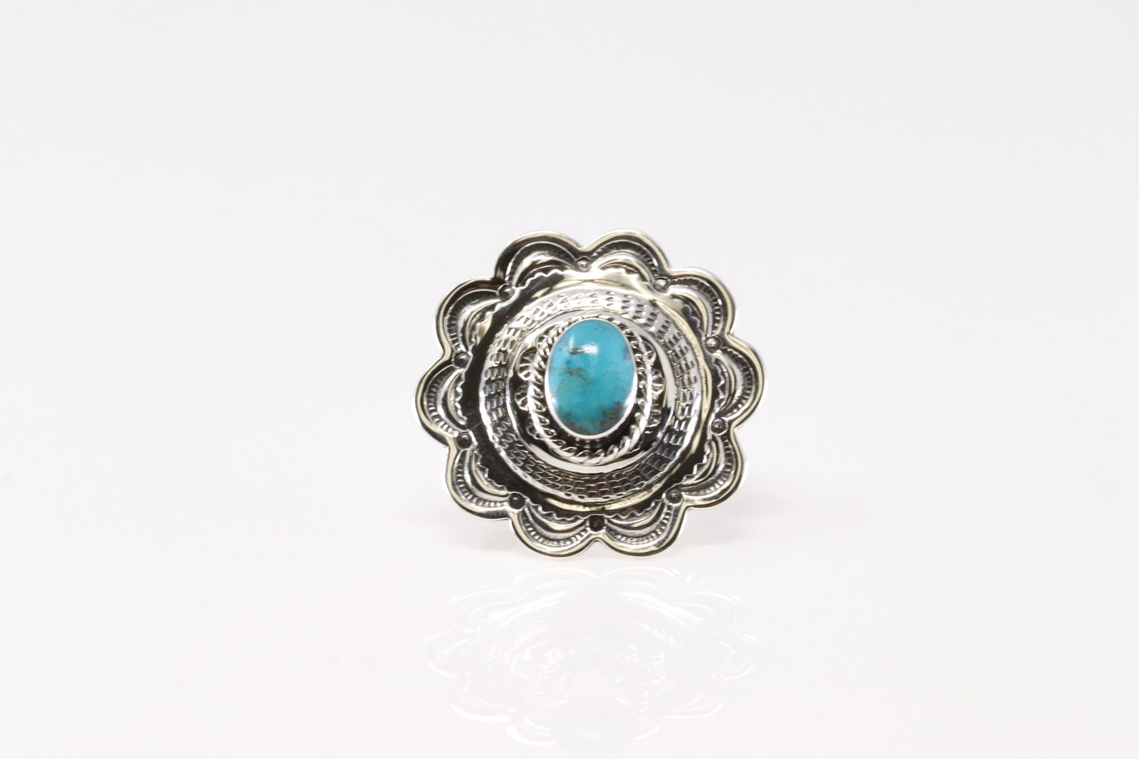 Native America Navajo Sterling Silver Turquoise Ring By Gilbert Smith. (1 of 4)