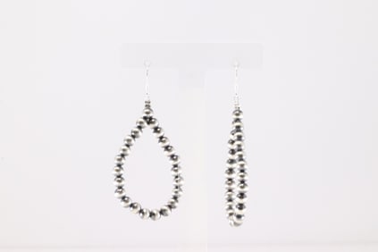 Native American Navajo Sterling Silver Pearl Beaded Dangling Earring's By Isabelle Johson.