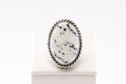 Native America Navajo Sterling Silver White Buffalo Ring By Donovan Skeets.