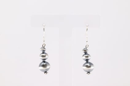 Native America Navajo Sterling Silver Pearl Beaded Dangling Earring's By Treva Jim.